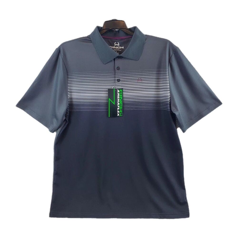 Cinch Polo Shirt Arenaflex Gray Mens Large L Golf Western Ranch Chore NWT